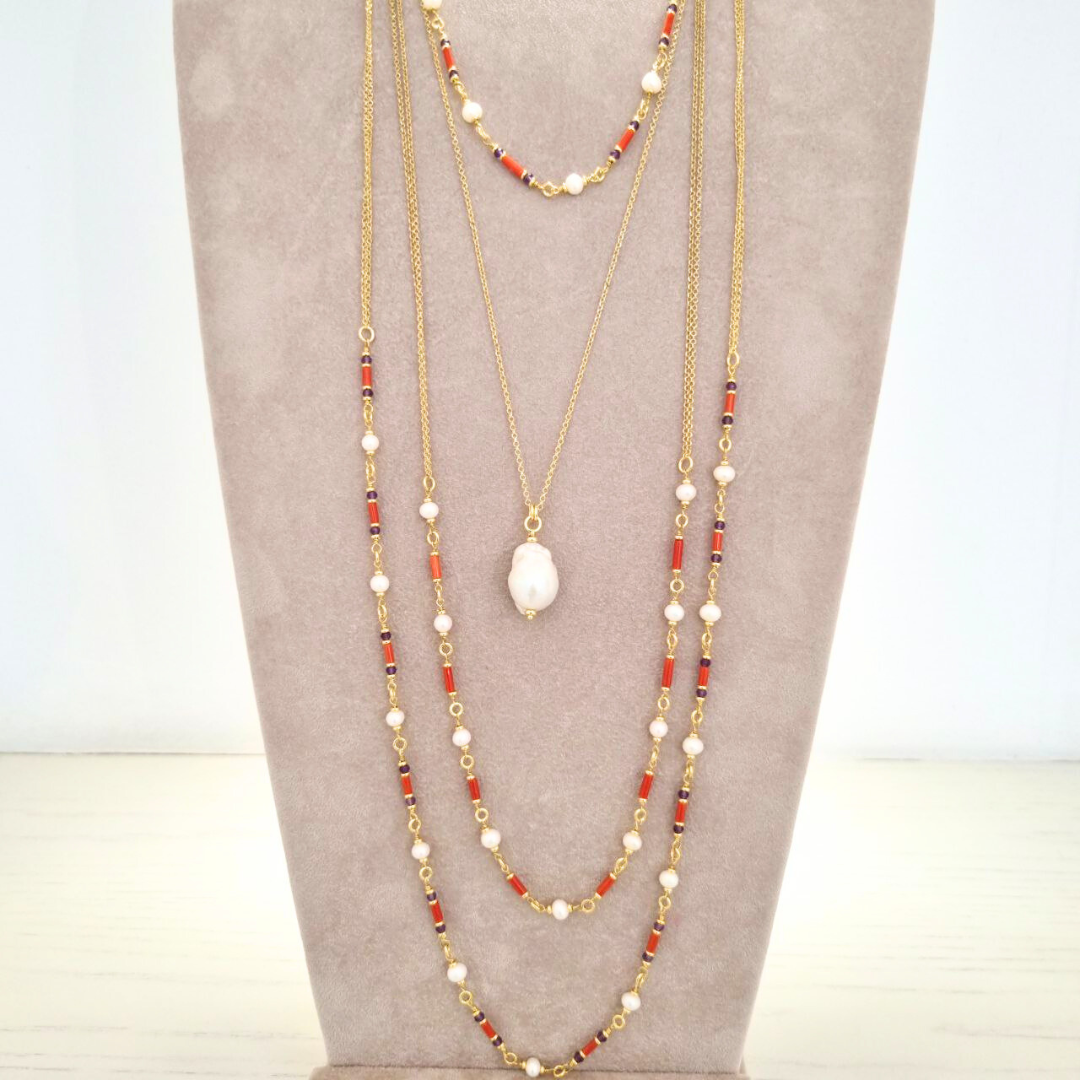 Collana in Argento 925 dorato con Perla Scaramazza pendente