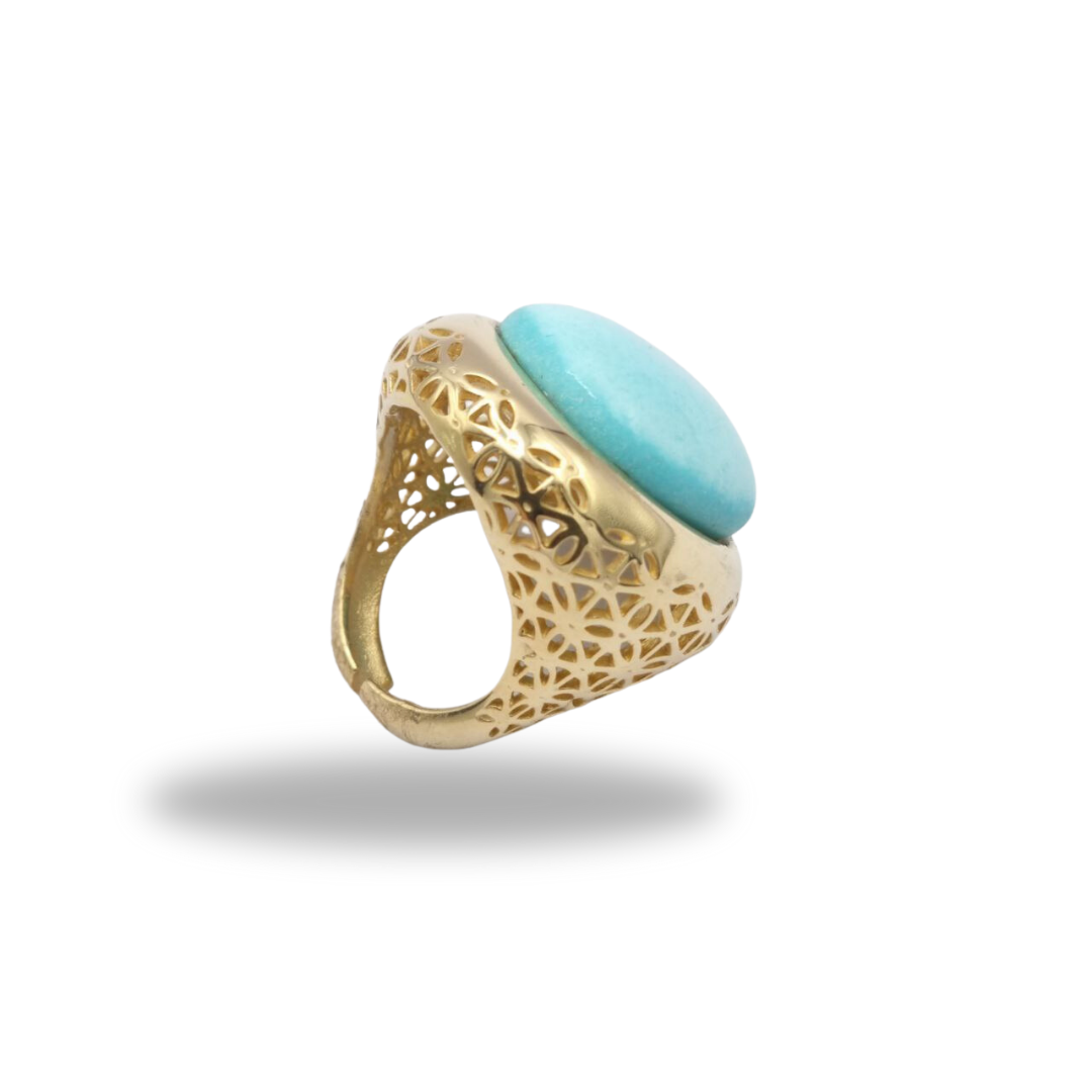 Anello in Argento 925 dorato traforato con Turchese