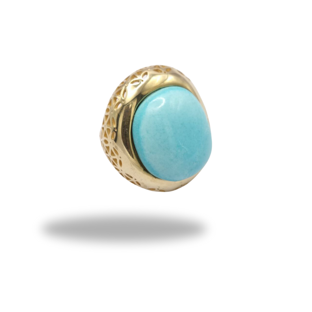 Anello in Argento 925 dorato traforato con Turchese