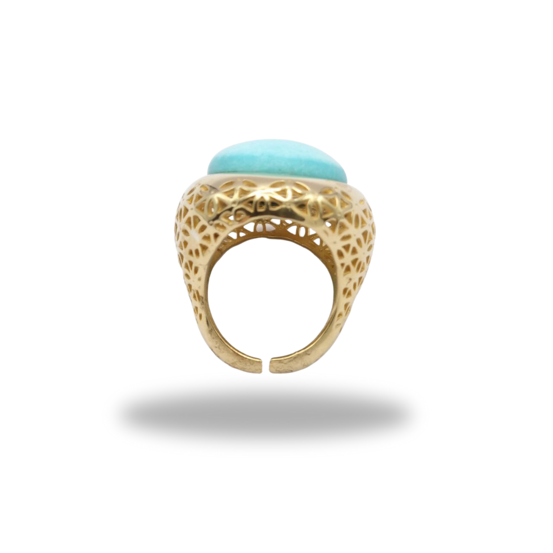 Anello in Argento 925 dorato traforato con Turchese