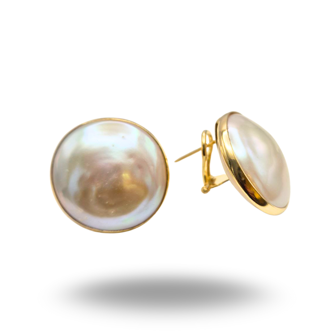Orecchini in Argento dorato con Perle Barocche maxi. Chiusura perno e clips