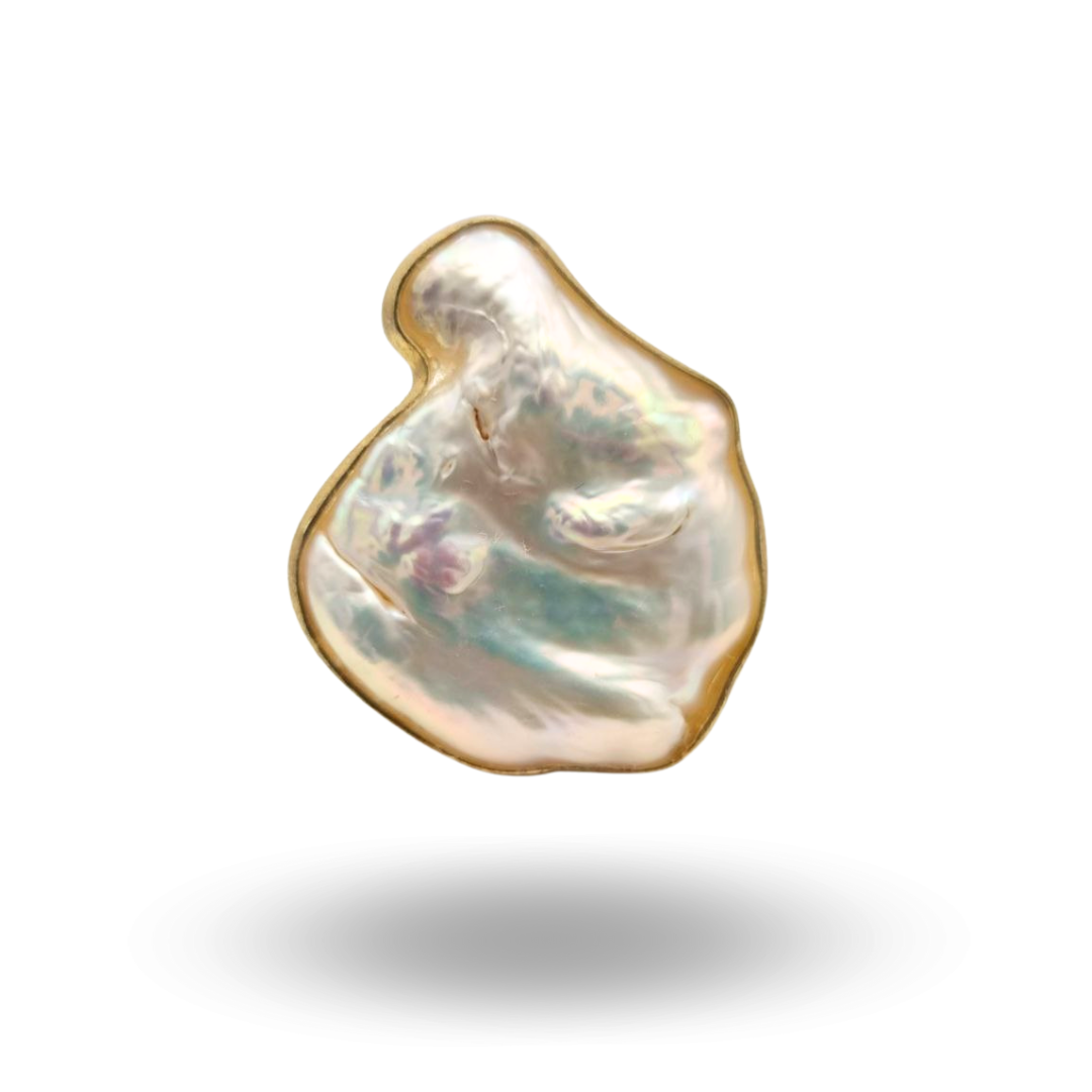 Anello in Argento 925 dorato satinato con Perla Scaramazza