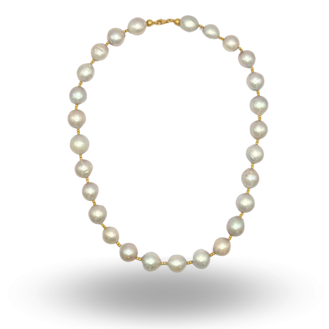 Collana a girocollo con Perle grigie d'acqua dolce e Ematite