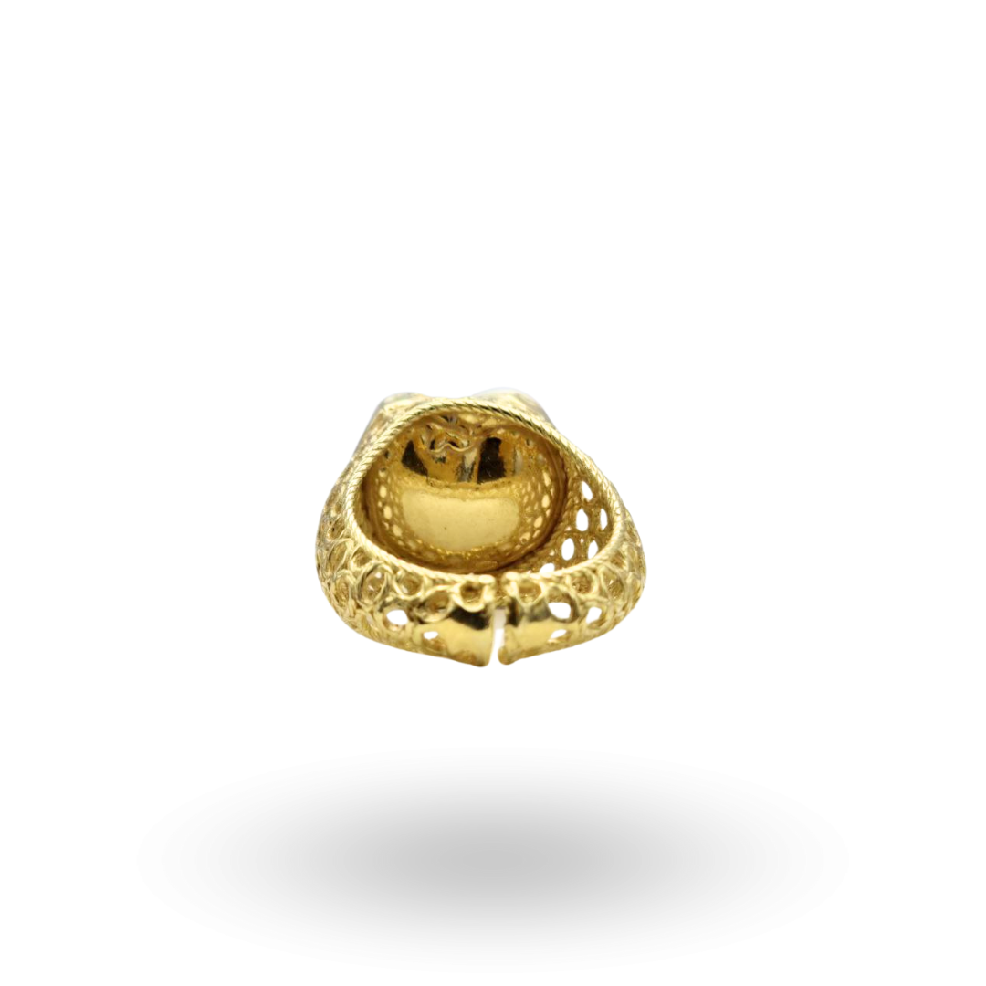 Anello in Argento 925 dorato effetto filigrana con Perla Barocca