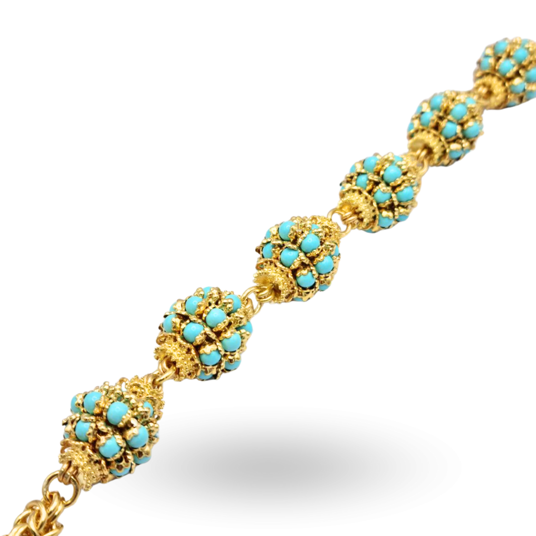 Bracciale in Argento 925 dorato con mine in Pasta di Turchese