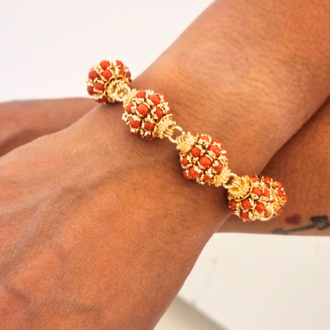 Bracciale in Argento 925 dorato con mine in Pasta di Turchese
