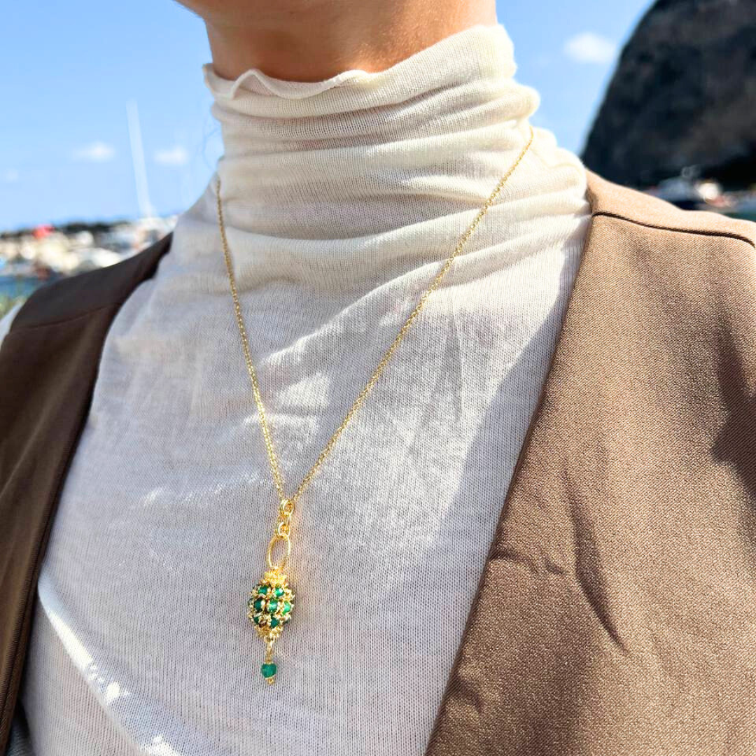 Collana in Argento 925 bagnato in Oro 18Kt con Mina in Perle
