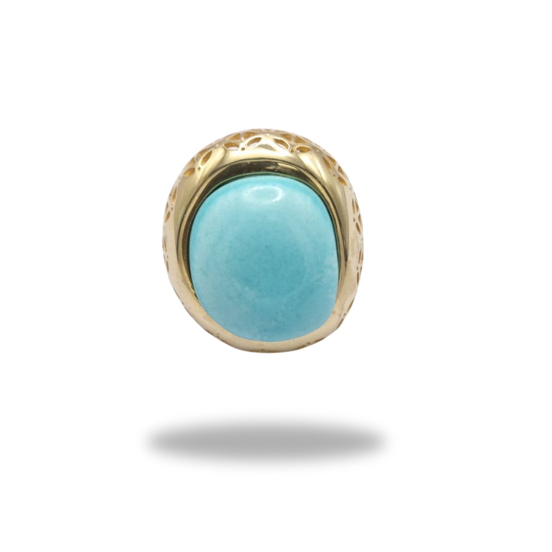 Anello in Argento 925 dorato traforato con Turchese