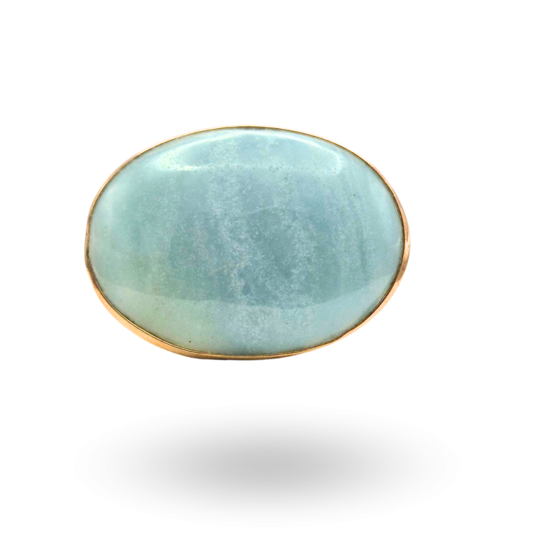 Anello in Argento 925 dorato con spola ovale in Amazzonite