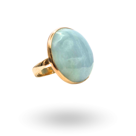 Anello in Argento 925 dorato con spola ovale in Amazzonite