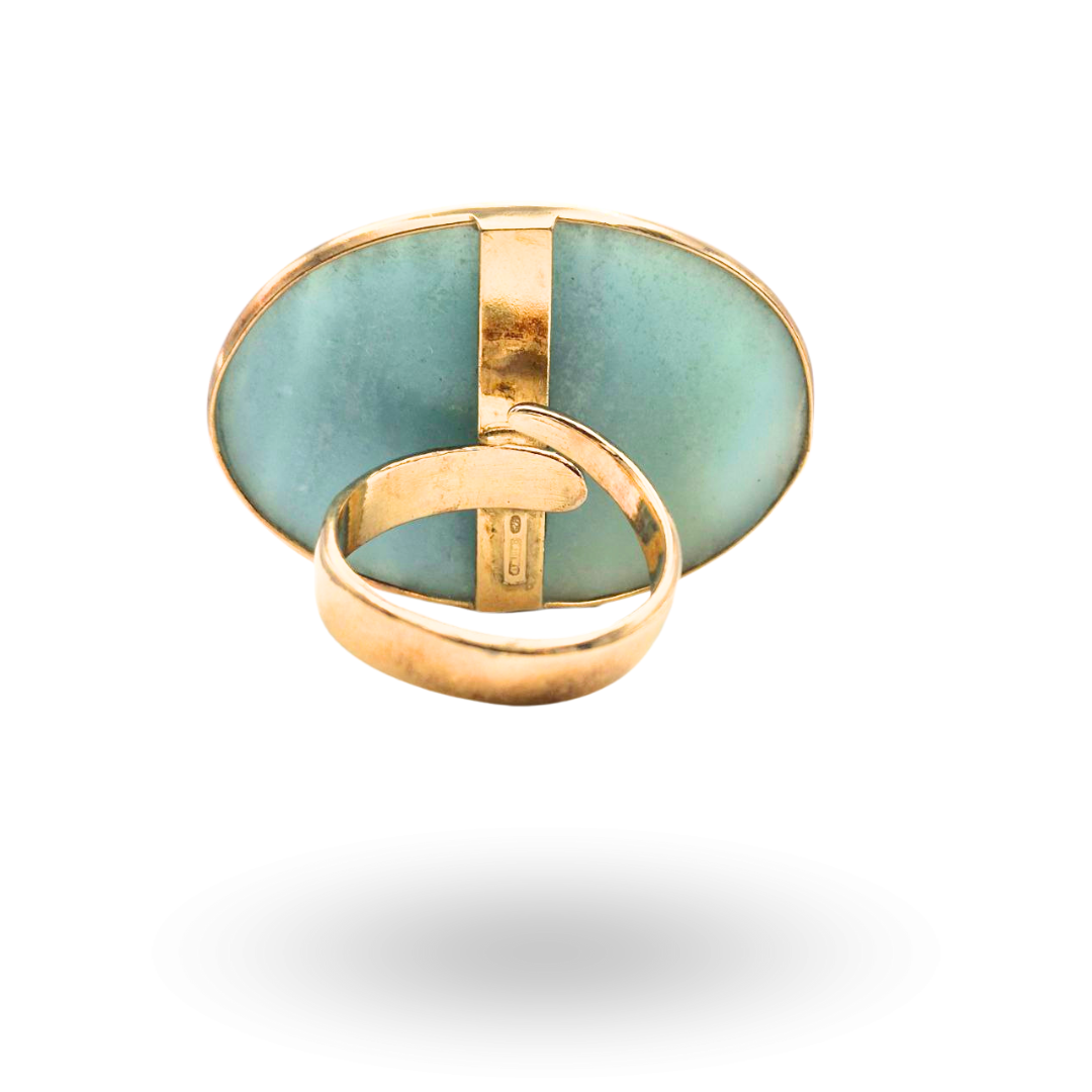 Anello in Argento 925 dorato con spola ovale in Amazzonite