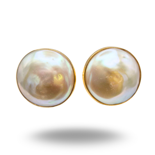 Orecchini in Argento dorato con Perle Barocche maxi. Chiusura perno e clips
