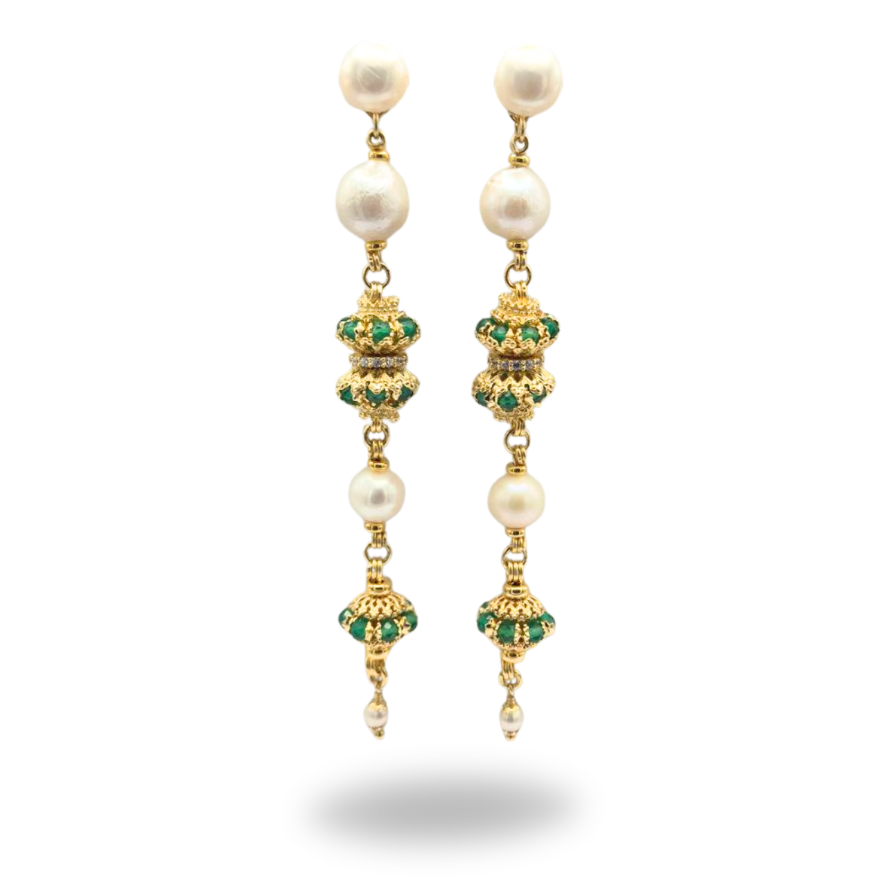 Orecchini in Argento 925 dorato con Perle a scalare e mine Luxury