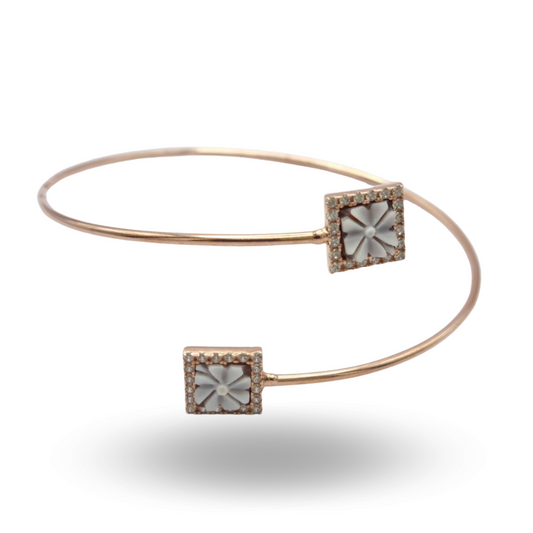 Bracelet in 925 rosé silver with square cameos