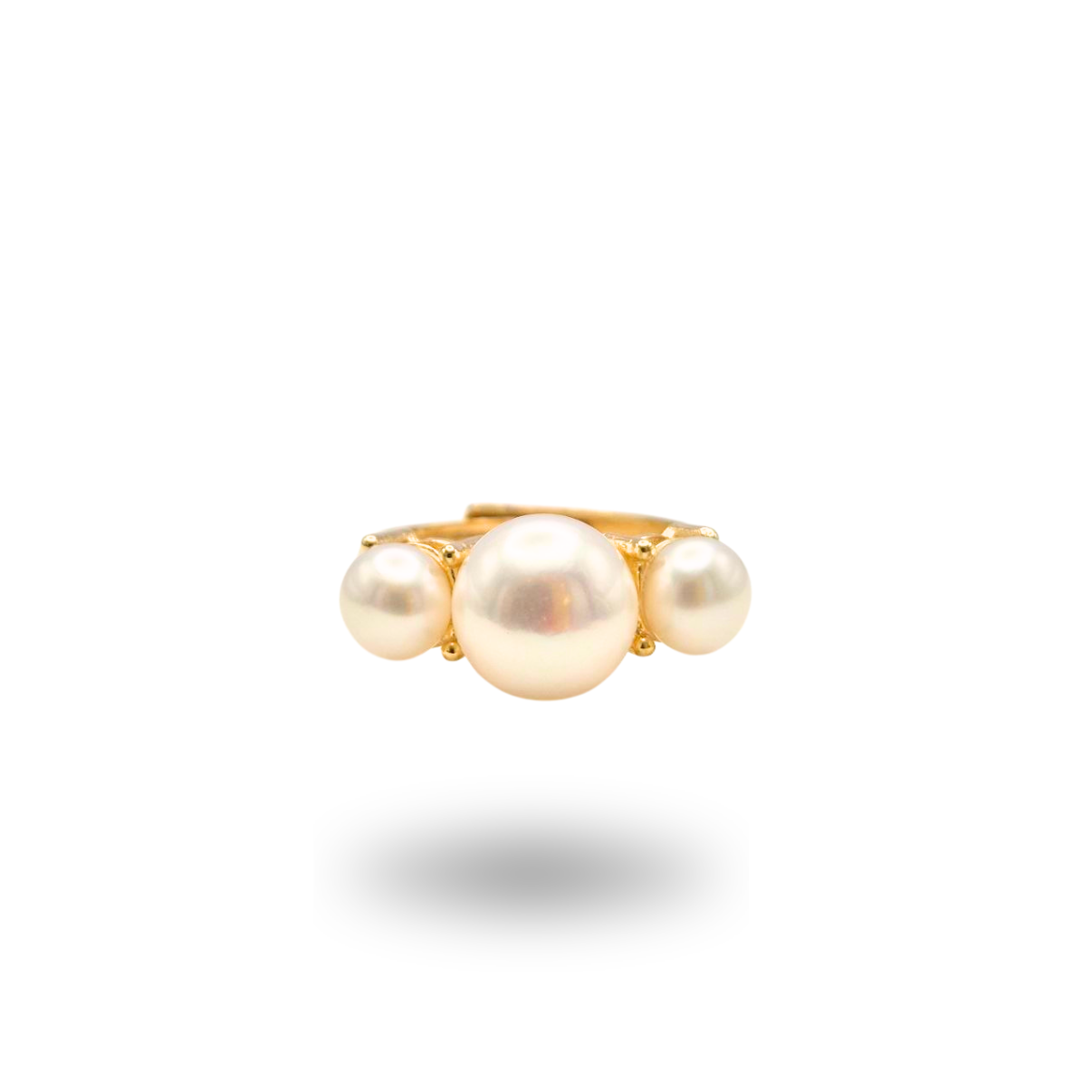 Anello in Argento 925 dorato con tre Perle