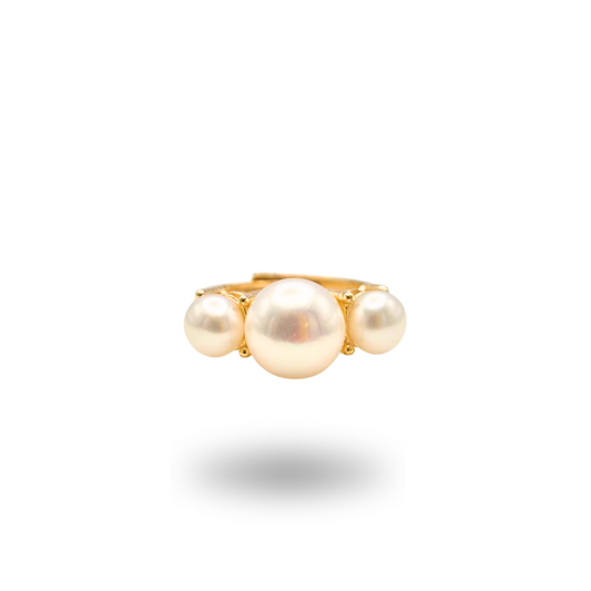 Anello in Argento 925 dorato con tre Perle