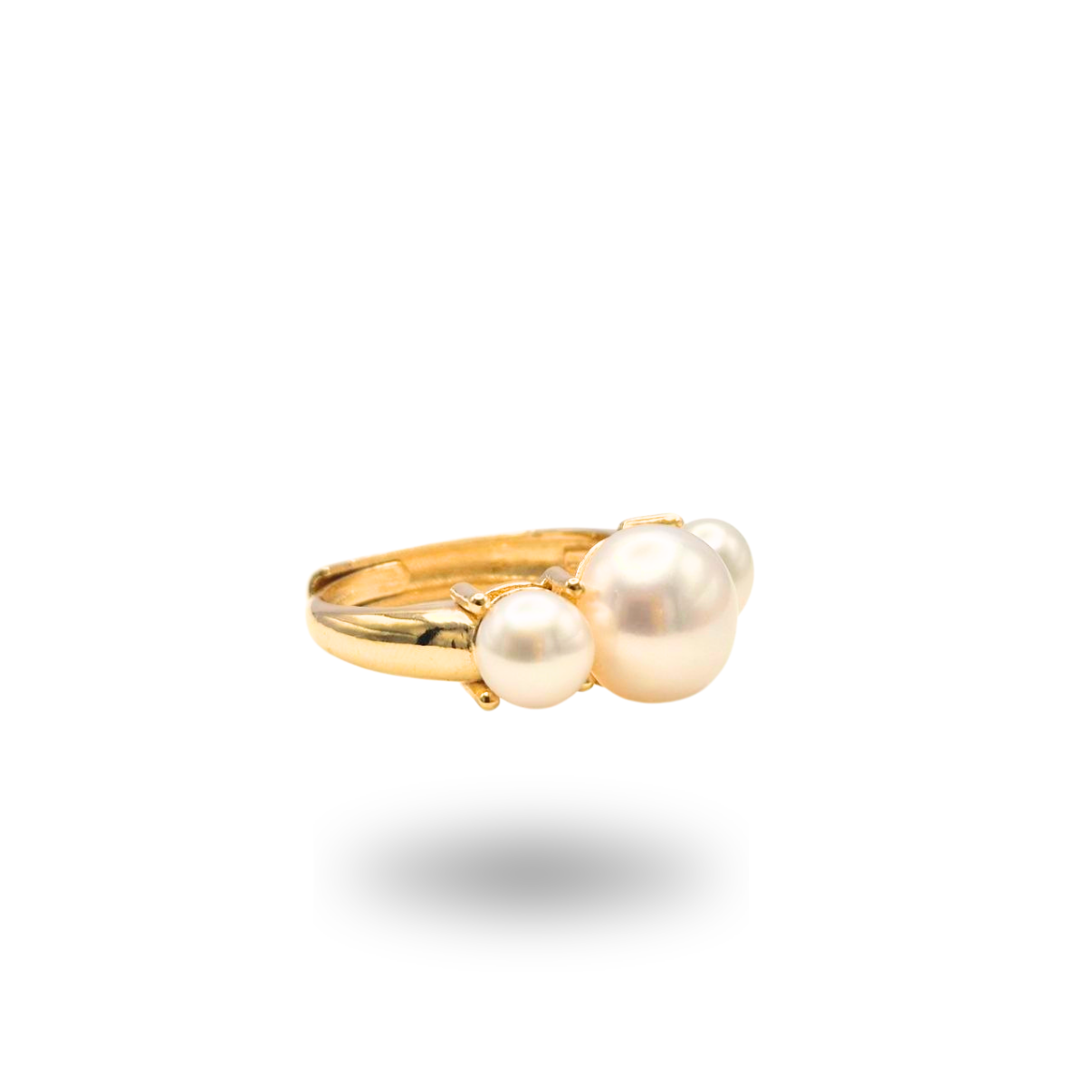 Anello in Argento 925 dorato con tre Perle