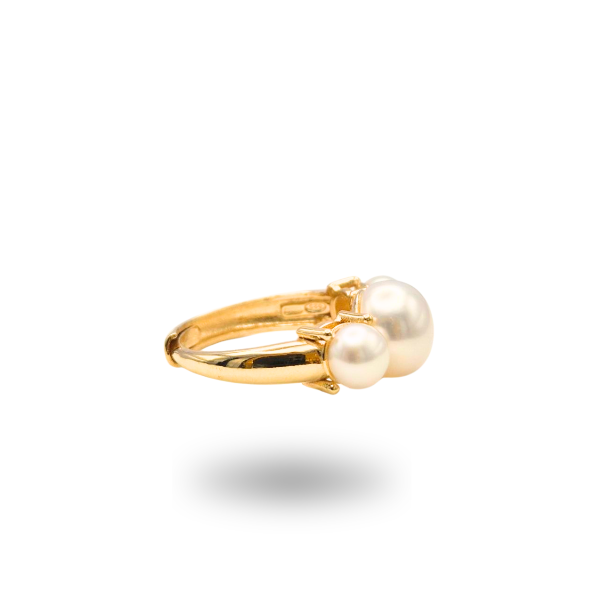 Anello in Argento 925 dorato con tre Perle
