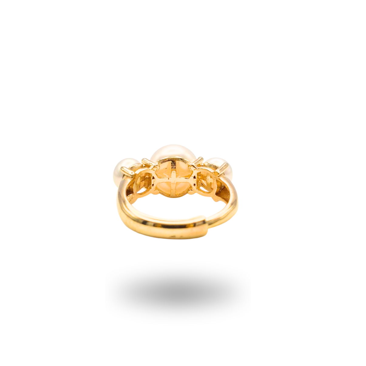 Anello in Argento 925 dorato con tre Perle