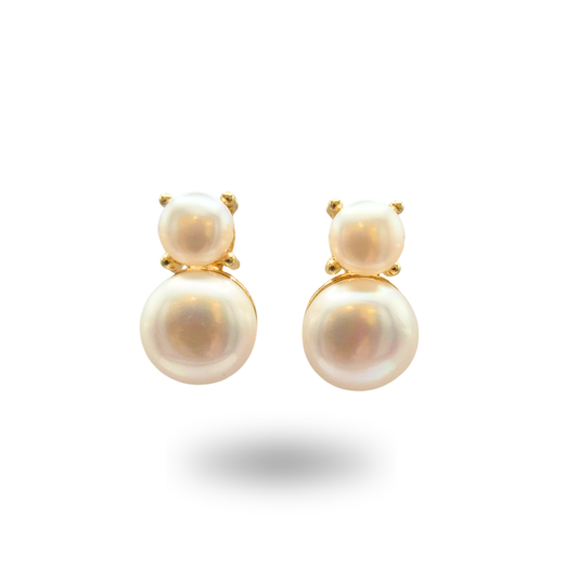 Orecchini in Argento 925 dorato con doppia Perla