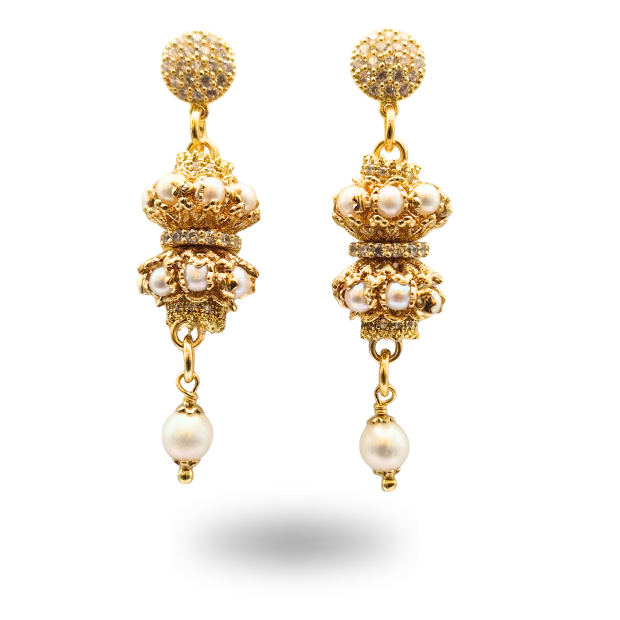 Orecchini in Argento 925 dorato con Mine Luxury in Perle