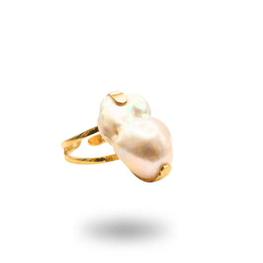 Anello in Argento 925 dorato con Perla Scaramazza
