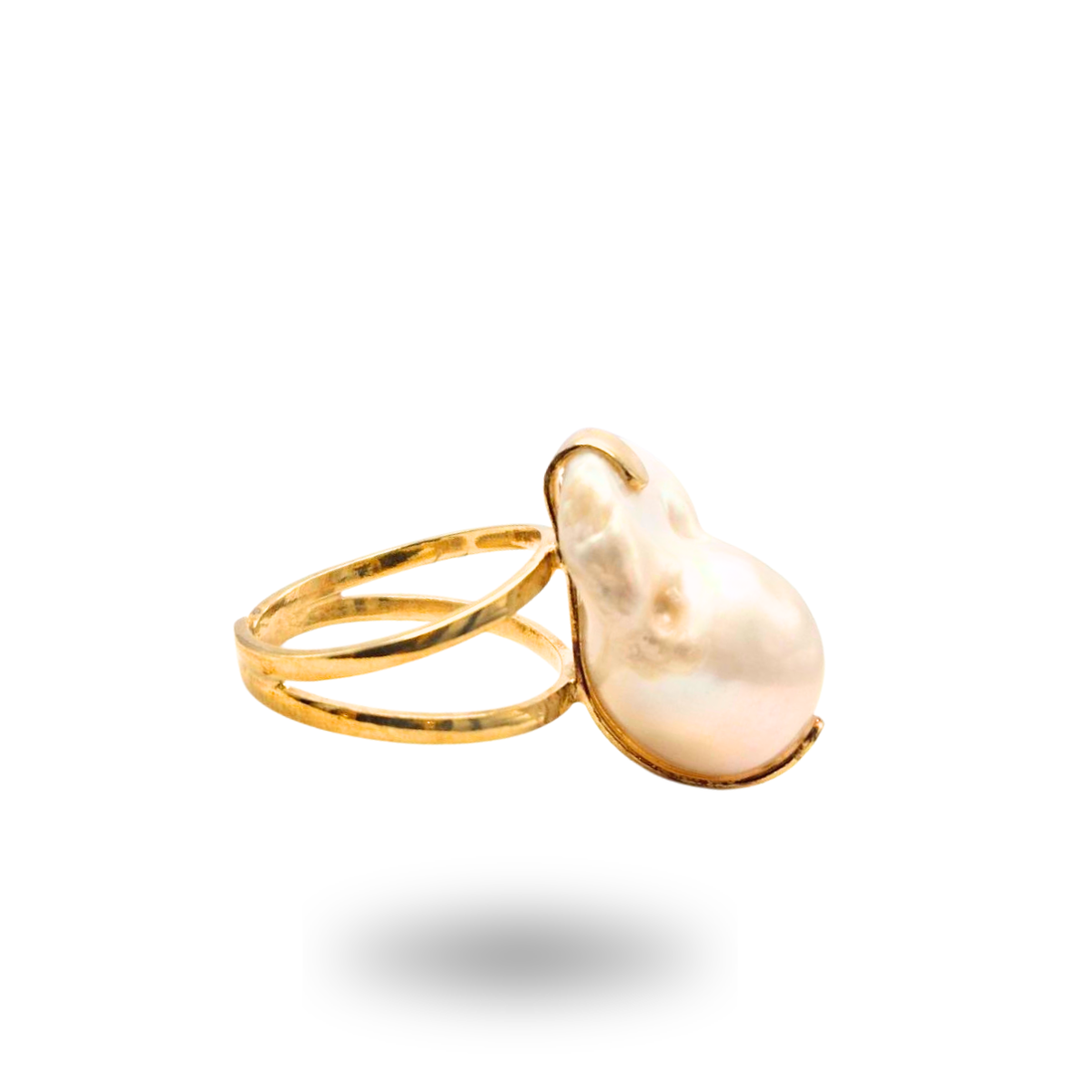 Anello in Argento 925 dorato con Perla Scaramazza