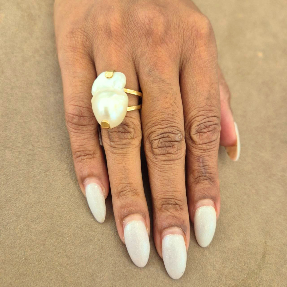 Anello in Argento 925 dorato con Perla Scaramazza