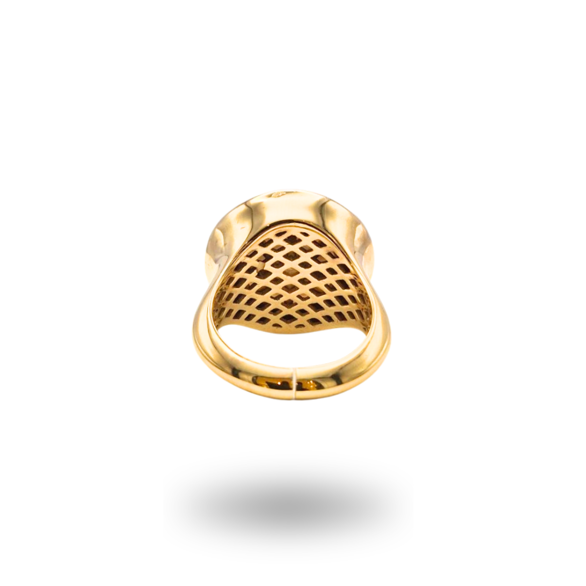 Anello in Argento 925 dorato con montatura a castone e Perla Mabe