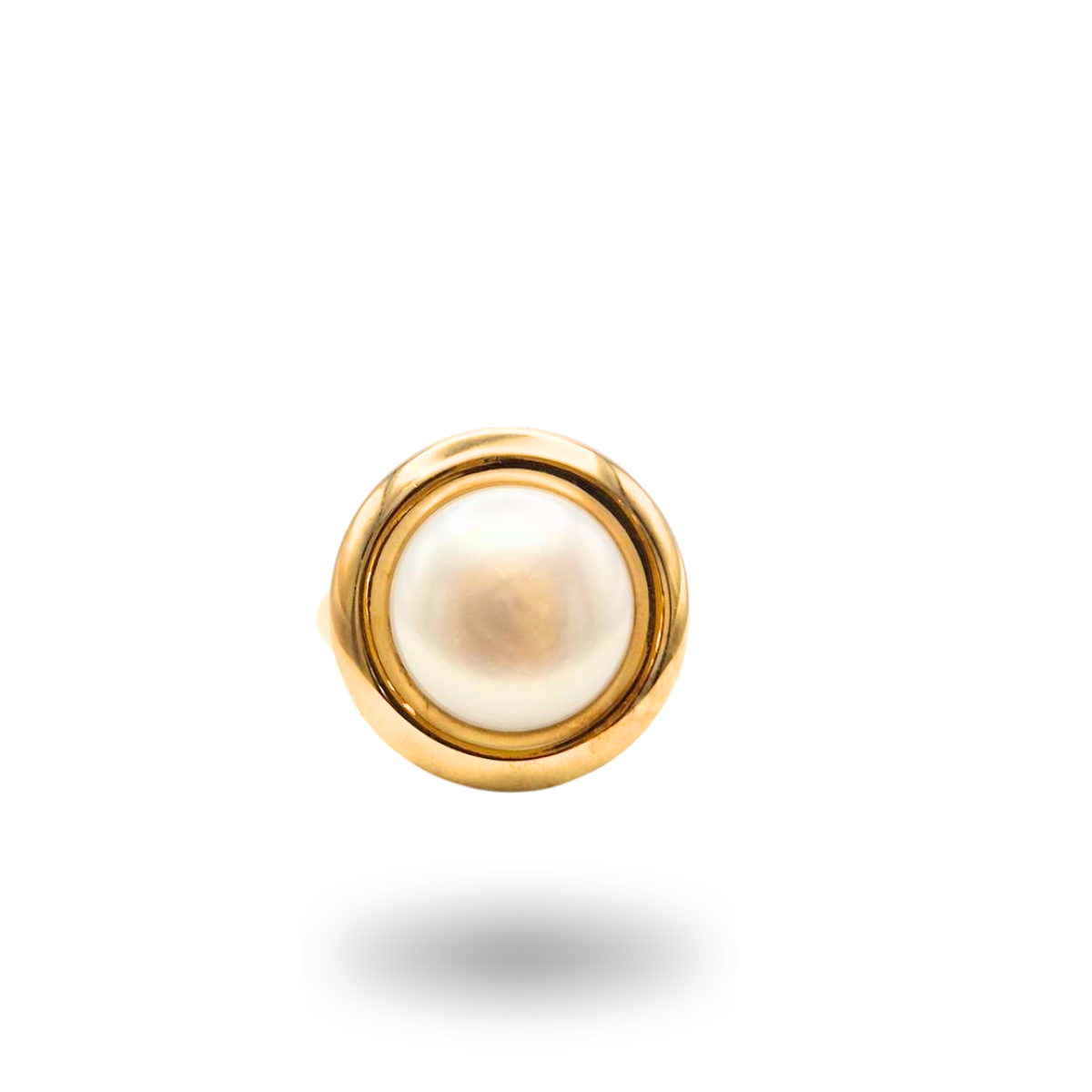 Anello in Argento 925 dorato con montatura a castone e Perla Mabe