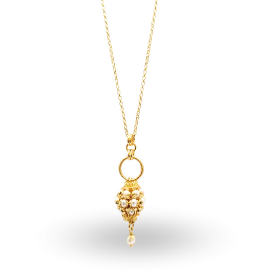 Collana in Argento 925 bagnato in Oro 18Kt con Mina in Perle