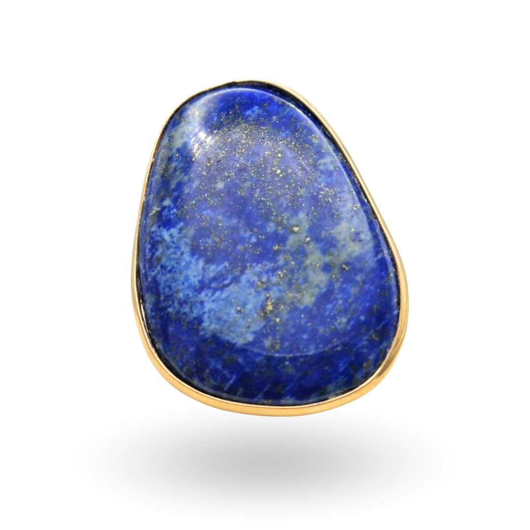 Anello in Argento 925 dorato con piastra in Lapis naturale