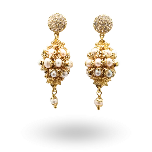 Orecchini in Argento 925 dorato con mine in Perle