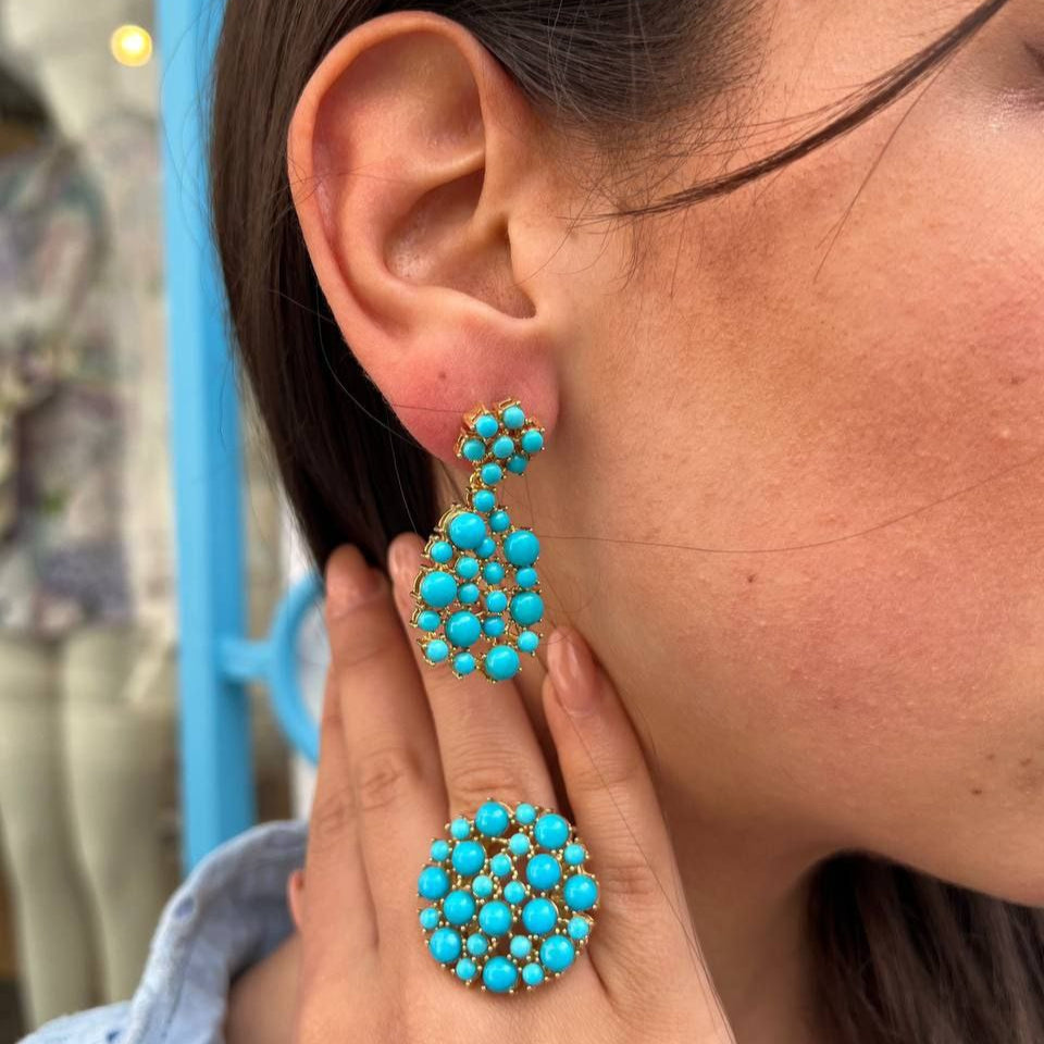 Orecchini in Argento 925 dorato a gocce con spole in Corallo rosso Mediterraneo